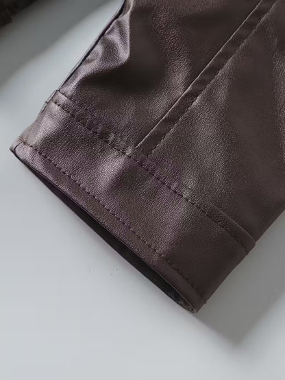 Men’s Full-Zip Motorcycle-Style Leather Jacket