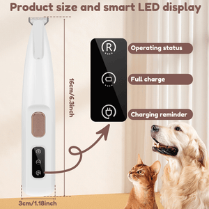 Pet Paw Trimmer With LED Light Grooming Clippers Tech Terracon 