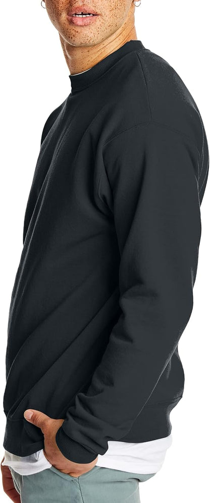 Hanes Men’s EcoSmart Fleece Sweatshirt – Black Classic Crewneck