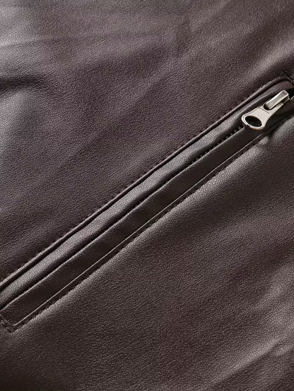 Men’s Full-Zip Motorcycle-Style Leather Jacket