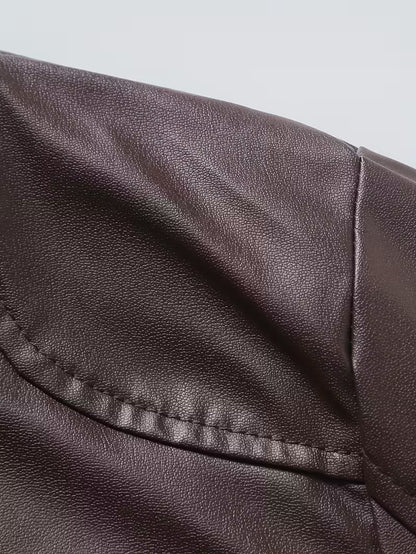 Men’s Full-Zip Motorcycle-Style Leather Jacket